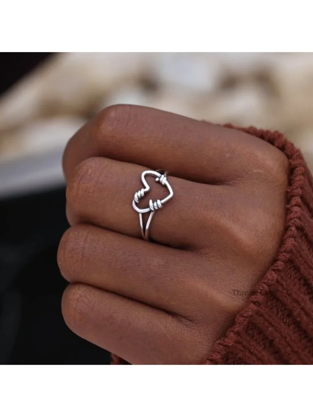 925 Sterling Silver Heart Ring Band for Women Stackable Promise Ring